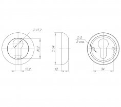 Накладка под цилиндр ET.R.LD54 (ET-1) CP-8 хром