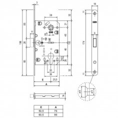 Корпус замка магнит. под цил. MEDIANA POLARIS B06103.50.93.567 с отв. планк B02402.05 (черный)