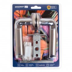 АЛЛЮР АРТ "ПОЛО" SN/CP+L45-8 SN (1582/S45) мат.никель/хром Комплект ручка и защелка