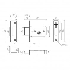 Замок врезной крестообразный X200 F (200 F) CP хром 5key