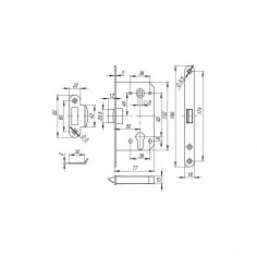 Корпус врезного замка c защёлкой PLASTP85C-50 (P85C-50) SSC сатинированный хром