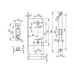 Корпус врезного замка MAGNM85C-50 (M85C-50) SSC сатинированный хром