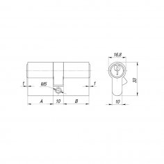 Цилиндровый механизм (AX100/60) AX1000Key60 (25+10+25)/HD AB бронза 4Key 