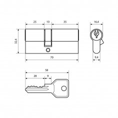 Стандарт Z.I.70-5K (25x10x35) CP 5кл англ.ключ/ключ Цилиндровый механизм(120,12)