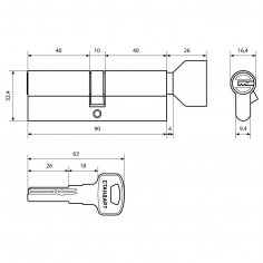 Стандарт Z.F.90В-5K (40x10x40B) SN 5кл перф.ключ/верт. Цилиндровый механизм (96,12)