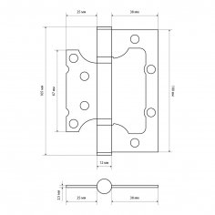 СТАНДАРТ 100х75х2,5мм 2BB SN мат.никель Петля накладная без врезки 1 шт
