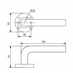 СТАНДАРТ 0204 SS (35-70) INOX нержавеющая сталь Комплект ручек