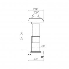 Глазок DOORLOCK VA16/60-100mm/200° PB, полированная латунь