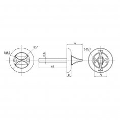 Поворотная кнопка DOORLOCK TK07, 8*8 мм, 65 мм,, матовый никель