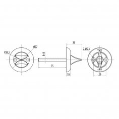 Поворотная кнопка DOORLOCK TK07 8*8 мм, 75 мм, платик, полированный хром