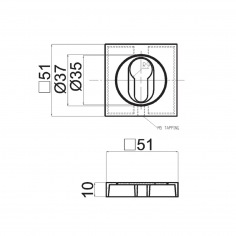 Розетка DOORLOCK M03/S PZ B/BS (черный/черное серебро), квадратная розетка