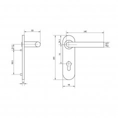 Ручка дверная DOORLOCK 040KP/F PZ72 L-form, матовая нержавеющая сталь