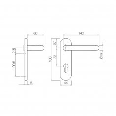 Ручка дверная DOORLOCK 038KP/F PZ72 U-form, матовая нержавеющая сталь