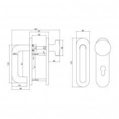 Ручка дверная DOORLOCK V S38KP-KNOB/F PZ72, черная