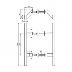 Ручка-скоба DOORLOCK PHS23/40х20/2ст, 800 мм/1000 мм, SSS матовая нержавеющая сталь