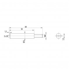 Шток для шпингалета DOORLOCK 1280/M8, общая длинна 80 мм., оцинкованный