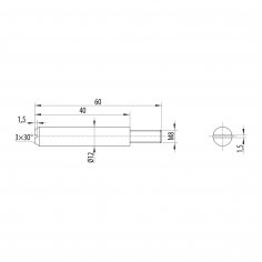 Шток для шпингалета DOORLOCK 1260/M8, общая длина 60мм, оцинкованный