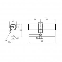 Цилиндровый механизм DOORLOCK Standard 30x50мм, PN матовый никель, 3 ключа