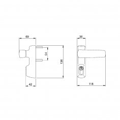 Внешняя нажимная ручка DOORLOCK PD900FR/H1, с цилиндром, черная.
