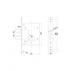 Замок дверной DOORLOCK 9257С, цилиндровый, хромированный