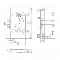 Замок дверной DOORLOCK 210, цилидровый, оцинкованный