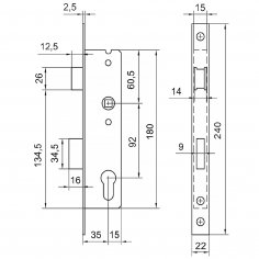 Замок дверной DOORLOCK PL201, цилиндровый, никелированный