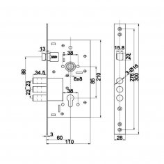 Замок дверной DOORLOCK 9252С, цилиндровый, хромированный