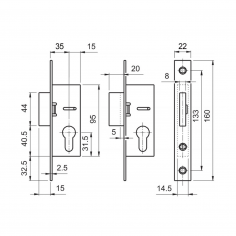 Замок дверной DOORLOCK PL303, цилиндровый, нержавеющая сталь