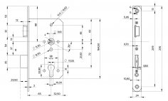 Замок дверной огнестойкий DL 1769/B/65mm, антипаник,  оцинкованный