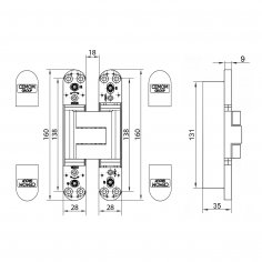 Дверная петля CEMOM ESTETIC 100/A 3D 9005 скрытая, черная