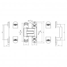 Дверная петля CEMOM ESTETIC 27 3D скрытая, матовый хром
