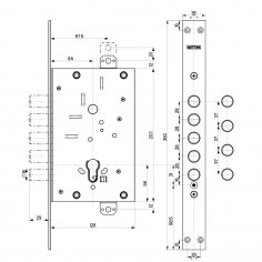 Корпус врезного замка 82.525W800B