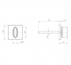 Ручка поворотная BKW8x75.K.RL52 (Tetra) BL-24 черный ПЛАСТИК 