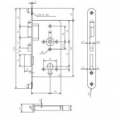 Замок дверной огнестойкий соленоидный ECO SCHULTE GBS 90F 02/06 B, антипаник,  нержавеющая сталь