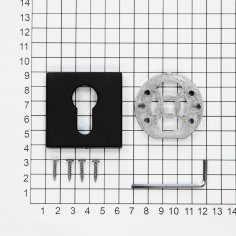 Ключевина под цилиндр  DOORLOCK ES02/S/С BL черная, квадратная розетка