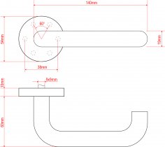 Ручка дверная DOORLOCK V 038/F/9/C/SS PZ, U-form, шпиндель 9мм, BL черный