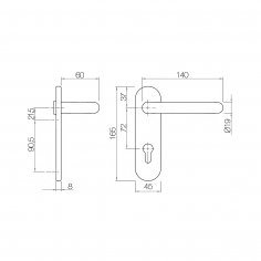 Ручка дверная DOORLOCK 038KP/F UG, матовая нержавеющая сталь