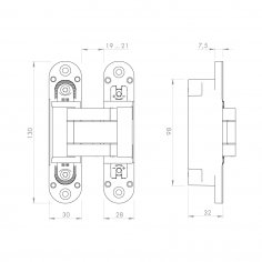 Петля скрытой установки U3D5000.VPG SC мат.хром TECH