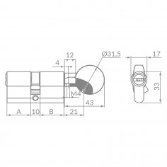 Цилиндровый механизм Z3002Knob100(45+10+45) с вертушкой CP хром