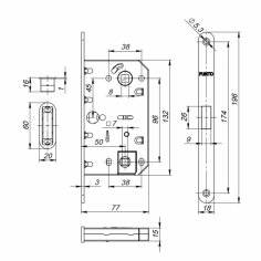 Защелка врезная магнитная ML96WC-50/BL GP (золото) блистер