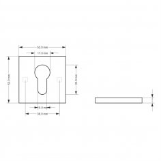 Ключевина под цилиндр DOORLOCK ES02/S/С Slim SC, матовый хром