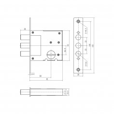 Замок дверной DOORLOCK DL8257K, длинный ключ, сувальдный, хромированный