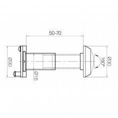 Глазок DOORLOCK V VAP16/50-70mm/160° серия Variant, CP (полированный хром), пластик, d=16мм
