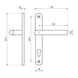 БУЛАТ РФ 85.30.10НС INOX 304 нержавеющая сталь д/узкопроф.замков Ручка на планке