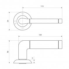 СТАНДАРТ P28 SN/CP(SC/CP) мат.хром/хром квадрат 105 мм Комплект ручек