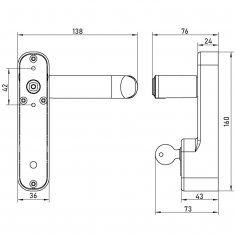 Внешняя нажимная ручка Doorlock V PD700/H2 серия Variant, серебристая, с цилиндром. Для противопожарных дверей. Толщина двери до 105мм.
