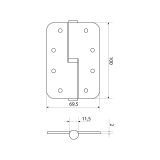 СТАНДАРТ 100х70х2,5 1BB-R (R14) SN мат.никель правая Петля дверная 1 шт