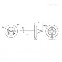 Поворотная кнопка DOORLOCK TK07, 8*8 мм, 75 мм, матовый никель