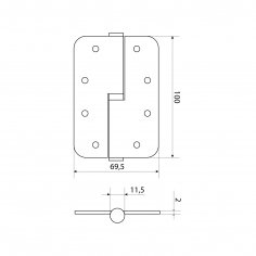 СТАНДАРТ 100х70х2,5 1BB-L (R14) AB ст.бронза левая Петля дверная 1 шт