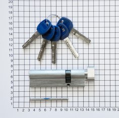 Цилиндровый механизм DOORLOCK V K2300AB N серия Variant, никелированный, 70x30мм, 5 перф.ключей